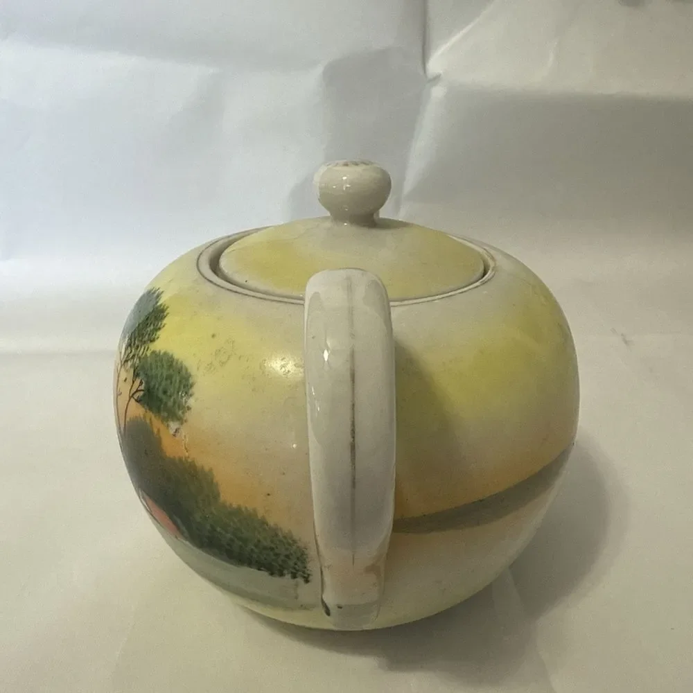 Vintage Made in Japan Porcelain Tea Sunset Over Lake‎ Teapot